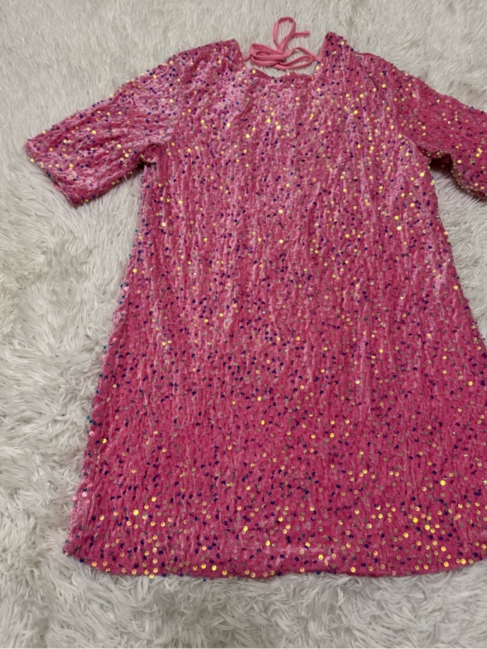 Pink Sequin Dress Sparkly Pink Dress - Picture 3 of 6